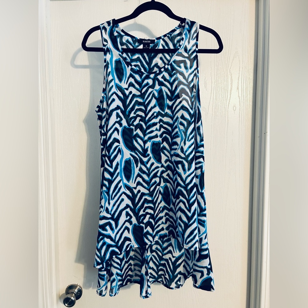 Kaktus | Blue and Black Patterned Tunic | Size Medium